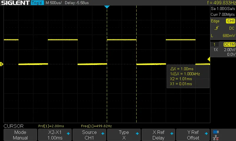 copie d'écran oscilloscope