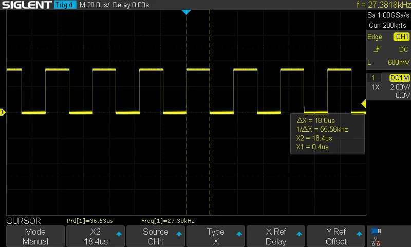 copie d'écran d'oscilloscope